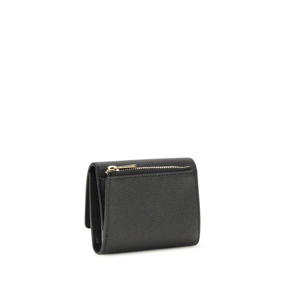 Ferragamo Schwarzes Kalbsleder Bos Taurus Portemonnaie