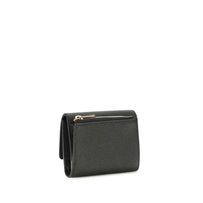 Ferragamo Schwarzes Kalbsleder Bos Taurus Portemonnaie