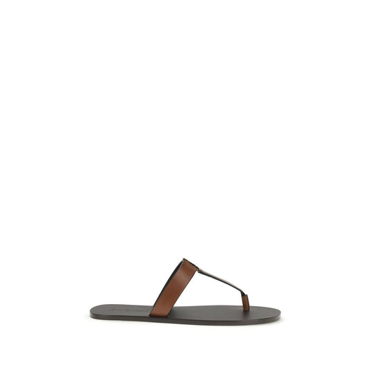 Saint Laurent Braune Kalbsleder-Sandalen Bos Taurus