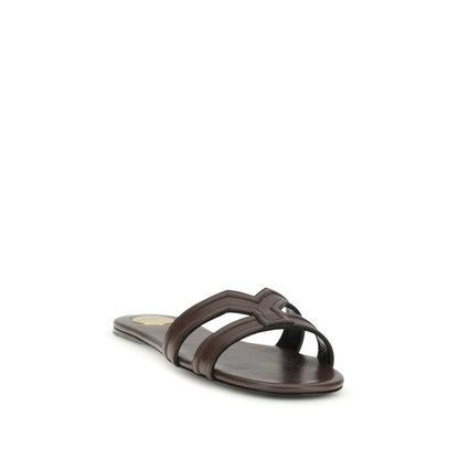 Saint Laurent Braune Sandalen aus Kalbsleder Bos Taurus