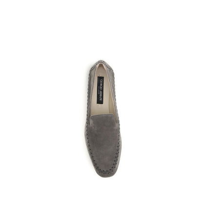 Giorgio Armani Graue Kalbsleder Bos Taurus Slipper-Loafer