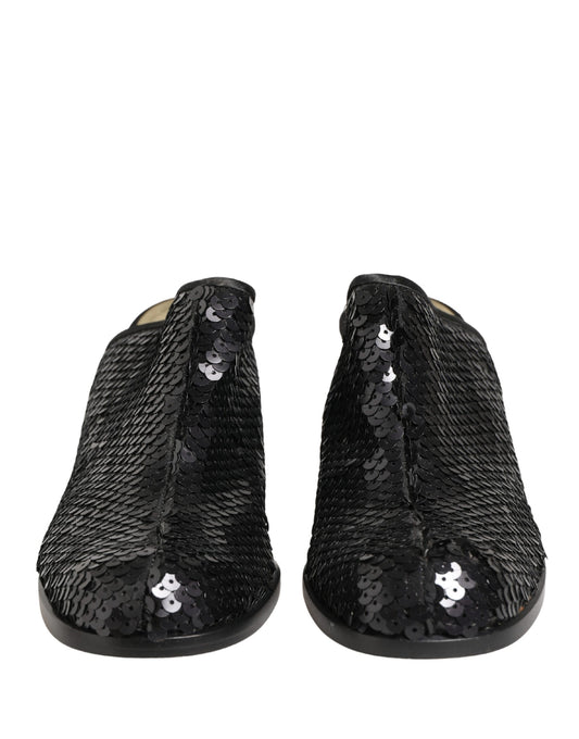 Dolce & Gabbana Schwarze Mules mit Pailletten