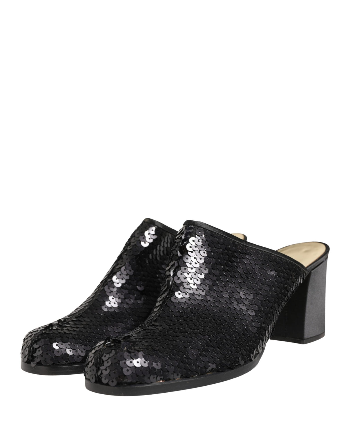 Dolce & Gabbana x Sergio Rossi Schwarze Pailletten-Mules