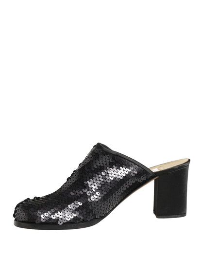 Dolce & Gabbana x Sergio Rossi Schwarze Pailletten-Mules