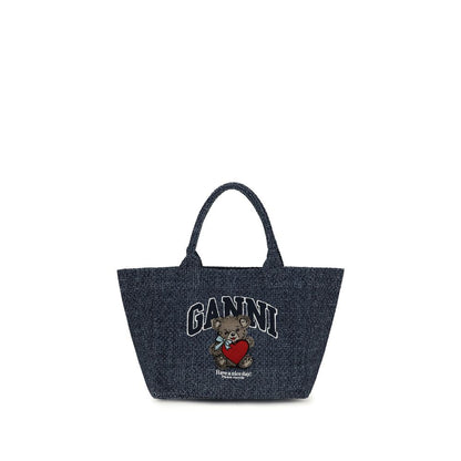 Ganni Blaue Baumwoll-Umhängetasche