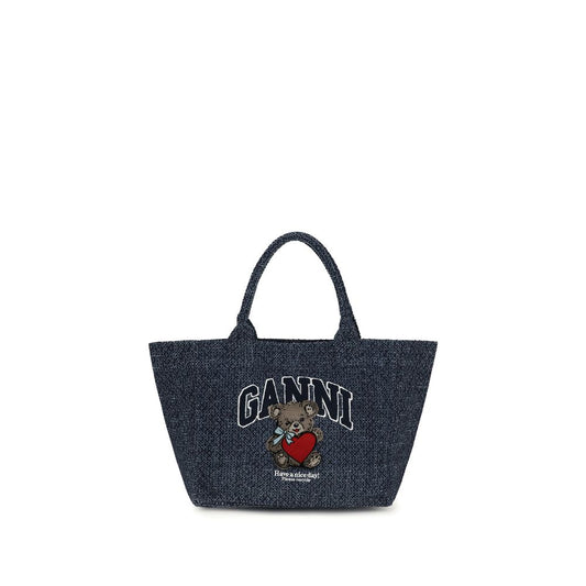 Ganni Blaue Baumwoll-Umhängetasche