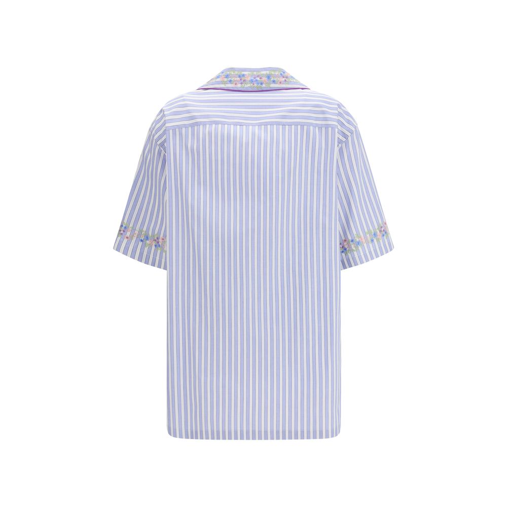 Dolce & Gabbana Blaues Baumwollhemd mit Muster
