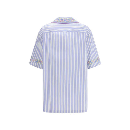 Dolce & Gabbana Blaues Baumwollhemd mit Muster