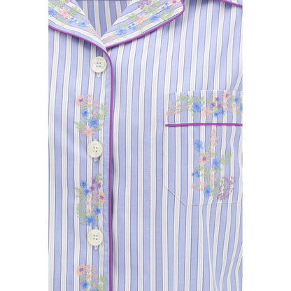Dolce & Gabbana Blaues Baumwollhemd mit Muster