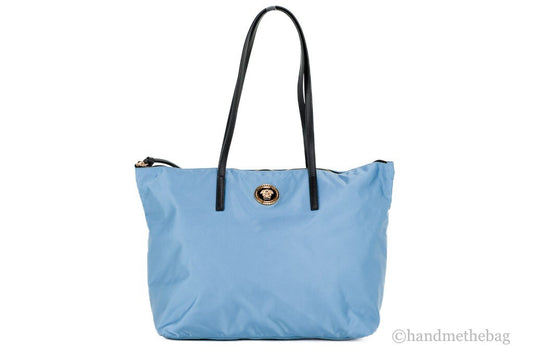 Versace Portuna Medusa Medium Henkeltasche Kornblumenblau Nylon Leder