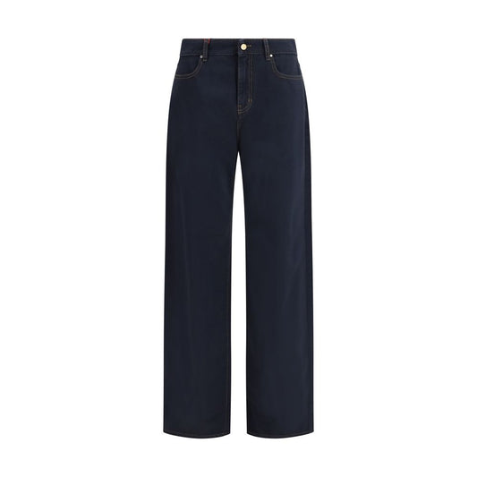 Max Mara Blaue Baumwoll-Freizeithose