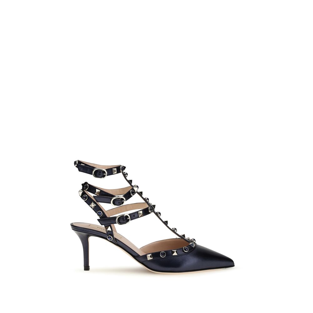Valentino Garavani Blaue Pumps aus Kalbsleder Bos Taurus mit hohem Absatz