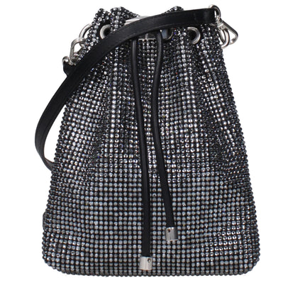 Jimmy Choo Schwarze Satin-Umhängetasche