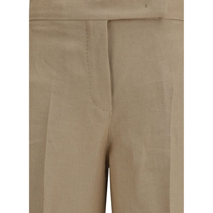 Max Mara Beige Leinen Freizeithose
