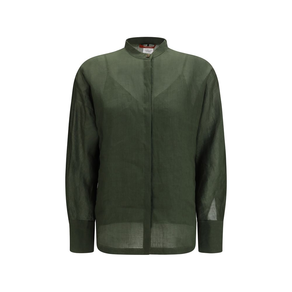 Max Mara Zweifarbige Ramie-Hemdbluse