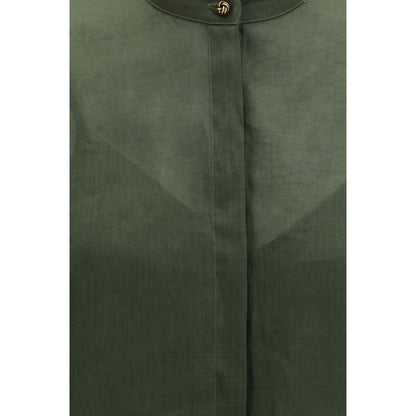 Max Mara Zweifarbige Ramie-Hemdbluse