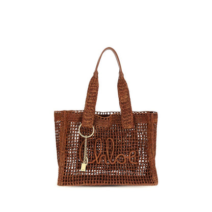 Chloé Braune Raffia-Umhängetasche