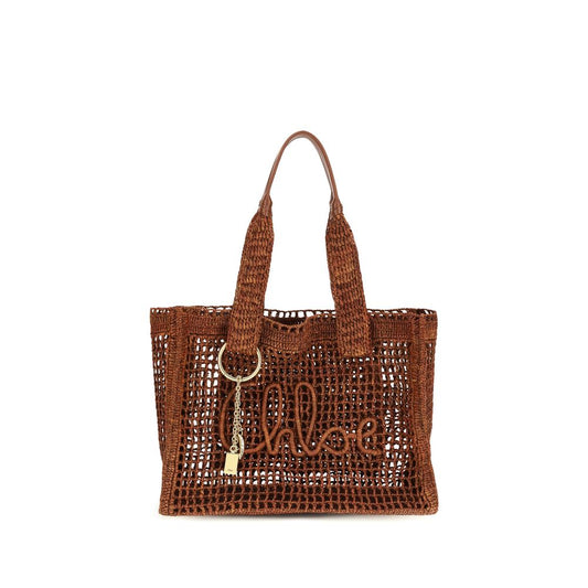 Chloé Braune Raffia-Umhängetasche