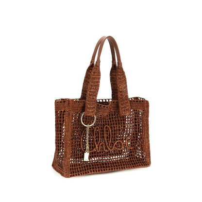 Chloé Braune Raffia-Umhängetasche