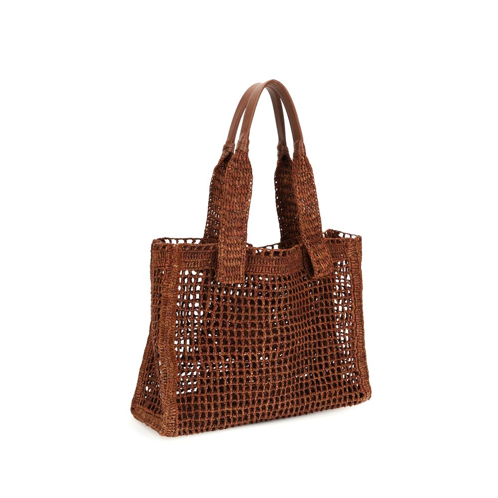 Chloé Braune Raffia-Umhängetasche