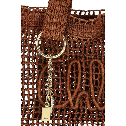 Chloé Braune Raffia-Umhängetasche