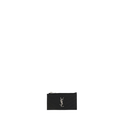 Saint Laurent Schwarzes Kalbsleder Bos Taurus Portemonnaie