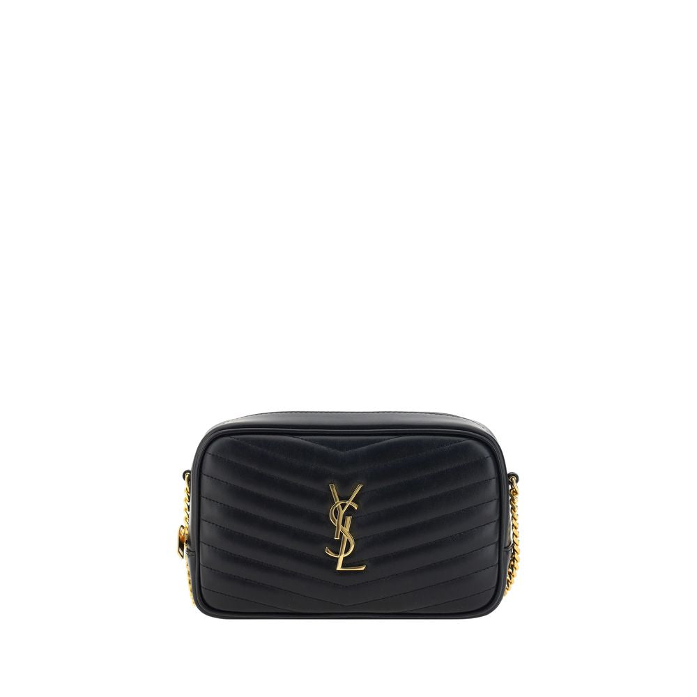 Saint Laurent Schwarze Bos Taurus Kalbsleder Schultertasche