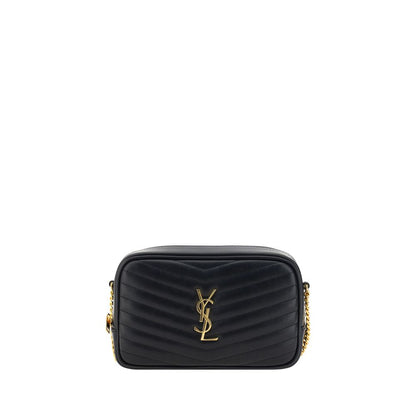 Saint Laurent Schwarze Bos Taurus Kalbsleder Schultertasche