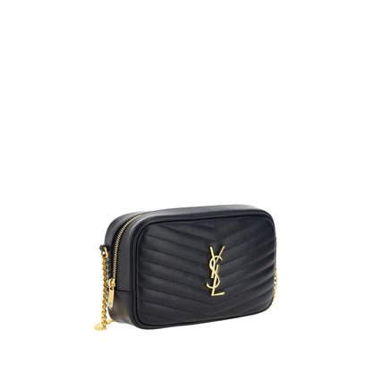 Saint Laurent Schwarze Bos Taurus Kalbsleder Schultertasche