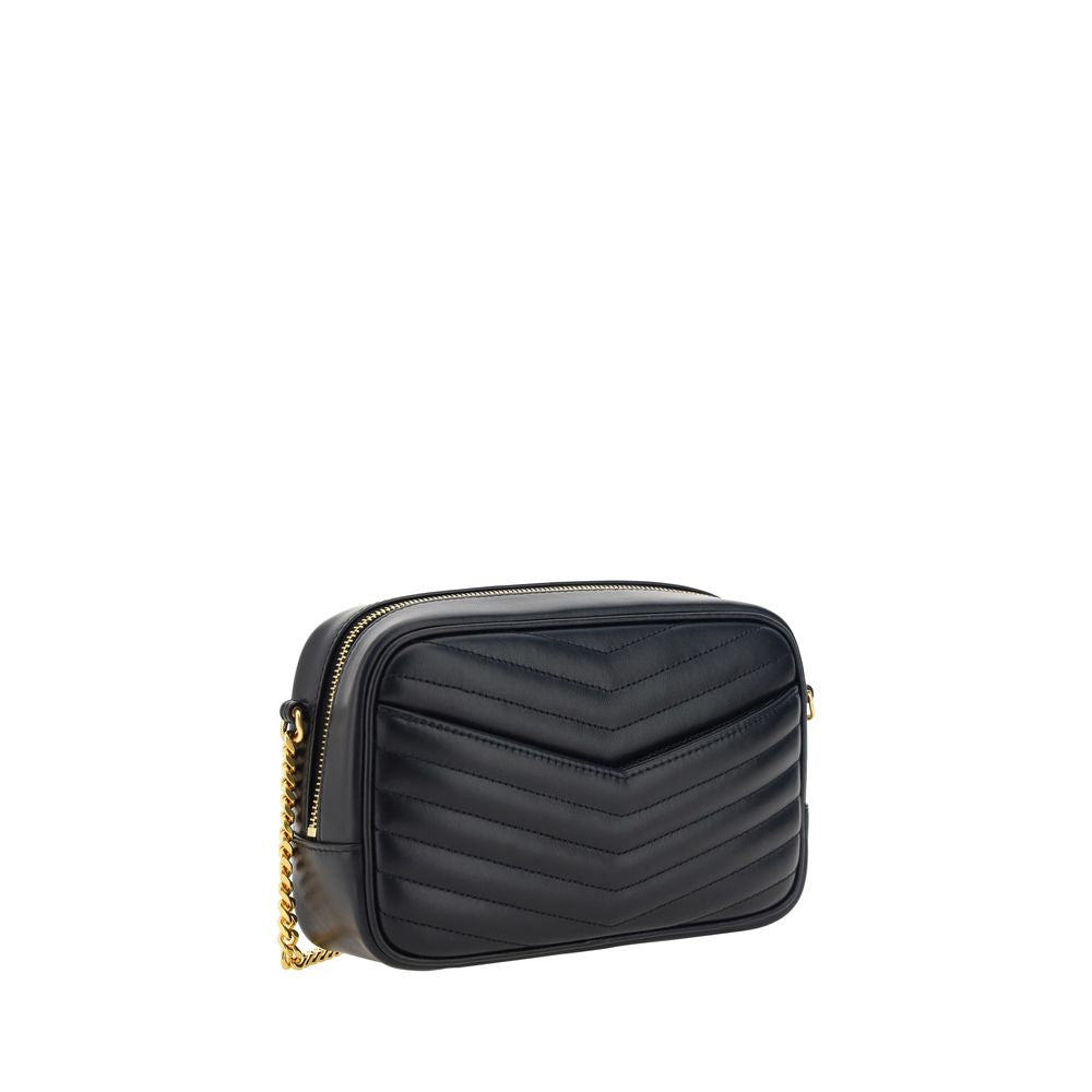 Saint Laurent Schwarze Bos Taurus Kalbsleder Schultertasche