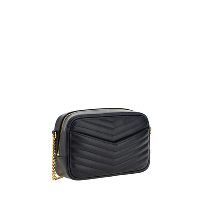 Saint Laurent Schwarze Bos Taurus Kalbsleder Schultertasche