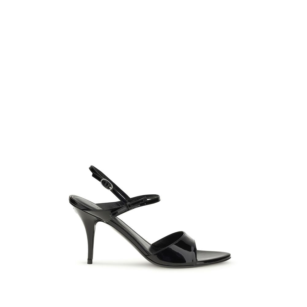 Balenciaga Avenue Bow Sandalen aus schwarzem Lackleder