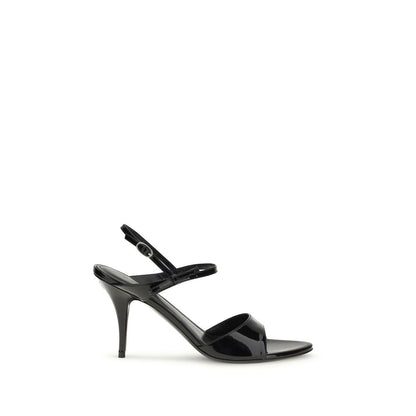Balenciaga Avenue Bow Sandalen aus schwarzem Lackleder