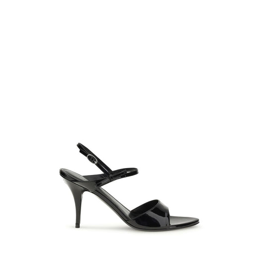 Balenciaga Avenue Bow Sandalen aus schwarzem Lackleder