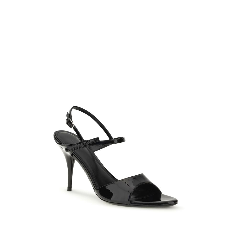 Balenciaga Avenue Bow Sandalen aus schwarzem Lackleder