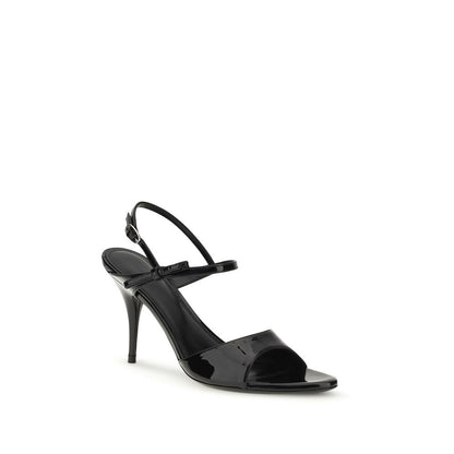 Balenciaga Avenue Bow Sandalen aus schwarzem Lackleder