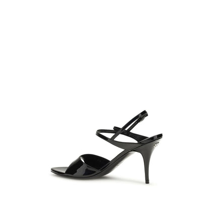 Balenciaga Avenue Bow Sandalen aus schwarzem Lackleder