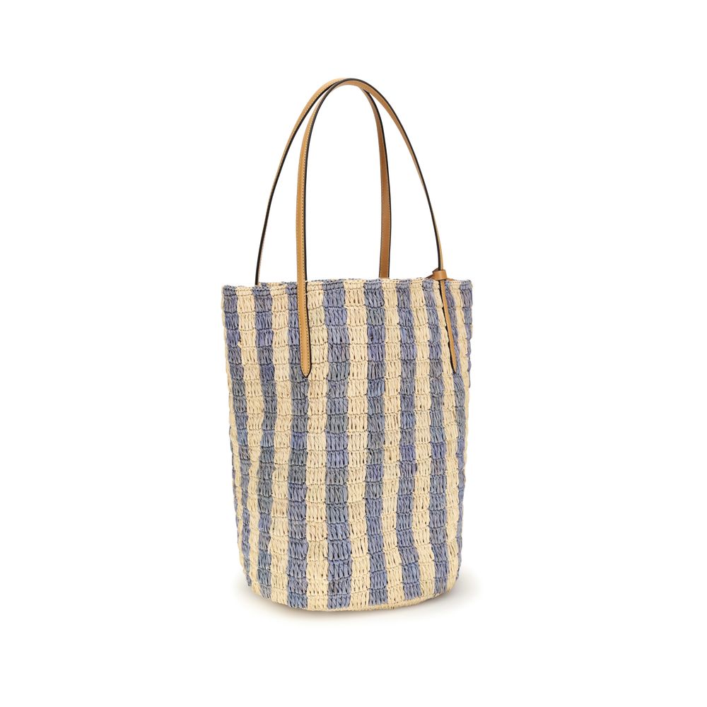 Valentino Garavani Eimer-Tasche aus blauer Raffia