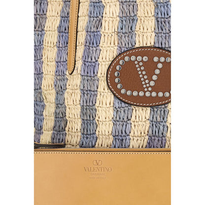 Valentino Garavani Eimer-Tasche aus blauer Raffia