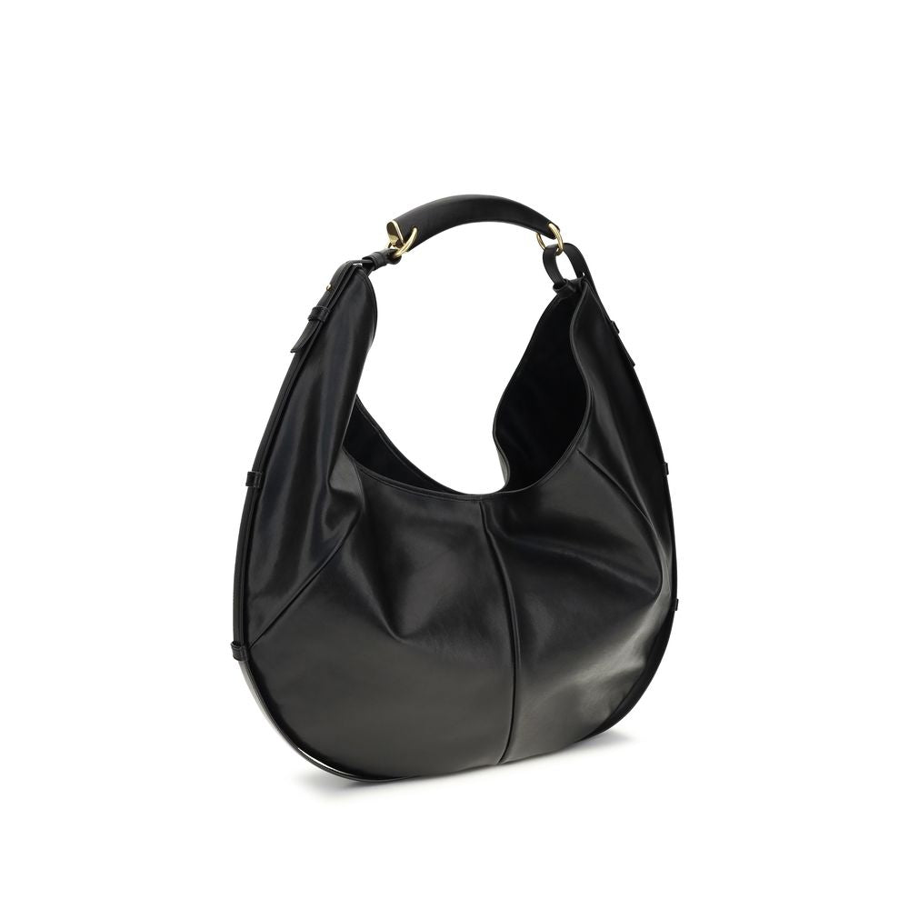 Saint Laurent Schwarze Bos Taurus Kalbsleder Schultertasche