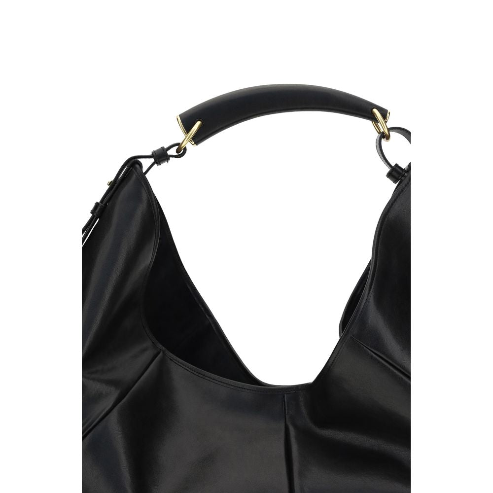 Saint Laurent Schwarze Bos Taurus Kalbsleder Schultertasche