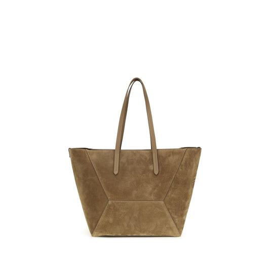 Brunello Cucinelli Beige Kalbsleder Bos Taurus Schultertasche