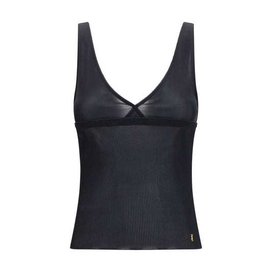 Saint Laurent Schwarzes ärmelloses Seidentop