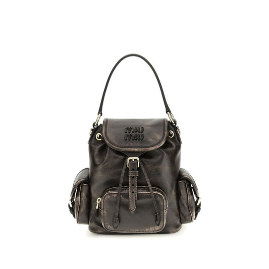 Miu Miu Brauner Kalbsleder-Rucksack Bos Taurus