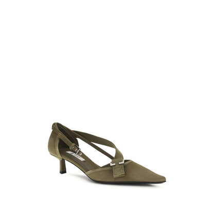 Prada Zweifarbige Pumps aus Baumwolle mit mittelhohem Absatz