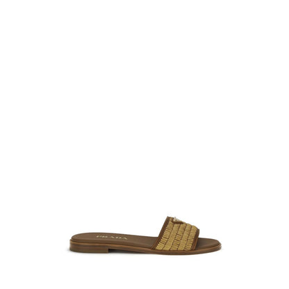 Prada Braune Raffia-Slipper