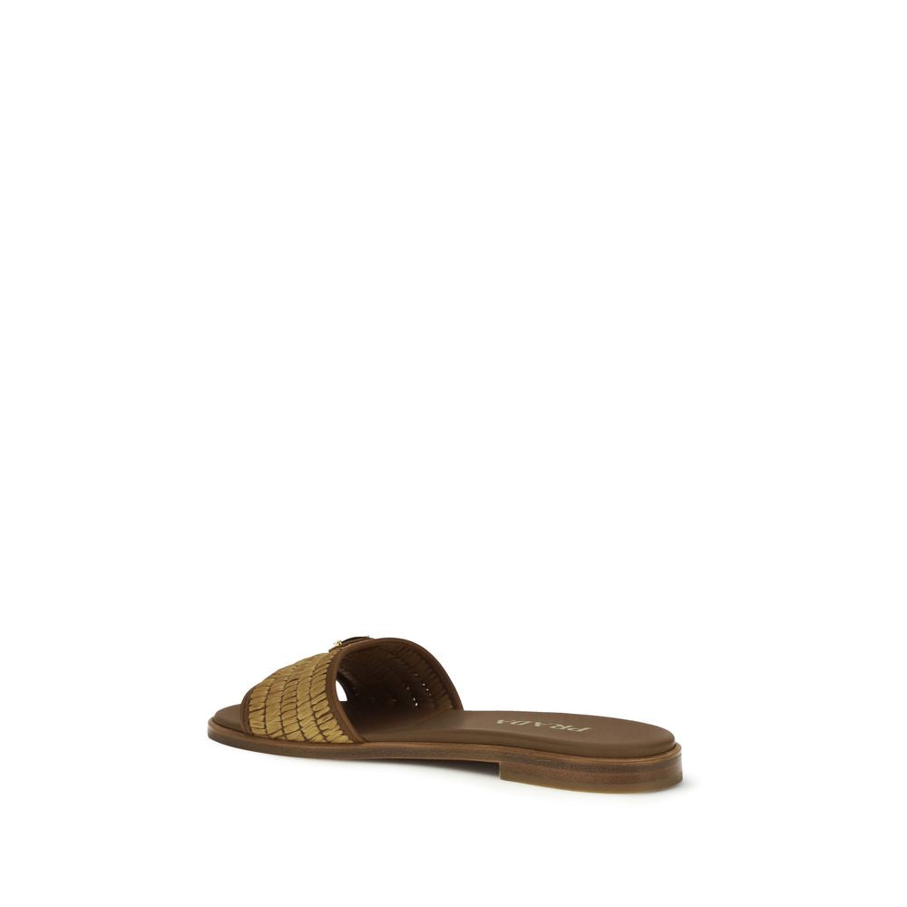 Prada Braune Raffia-Slipper