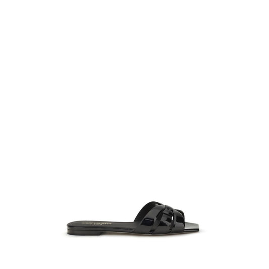 Saint Laurent Schwarze Bos Taurus Kalbsleder-Sandalen