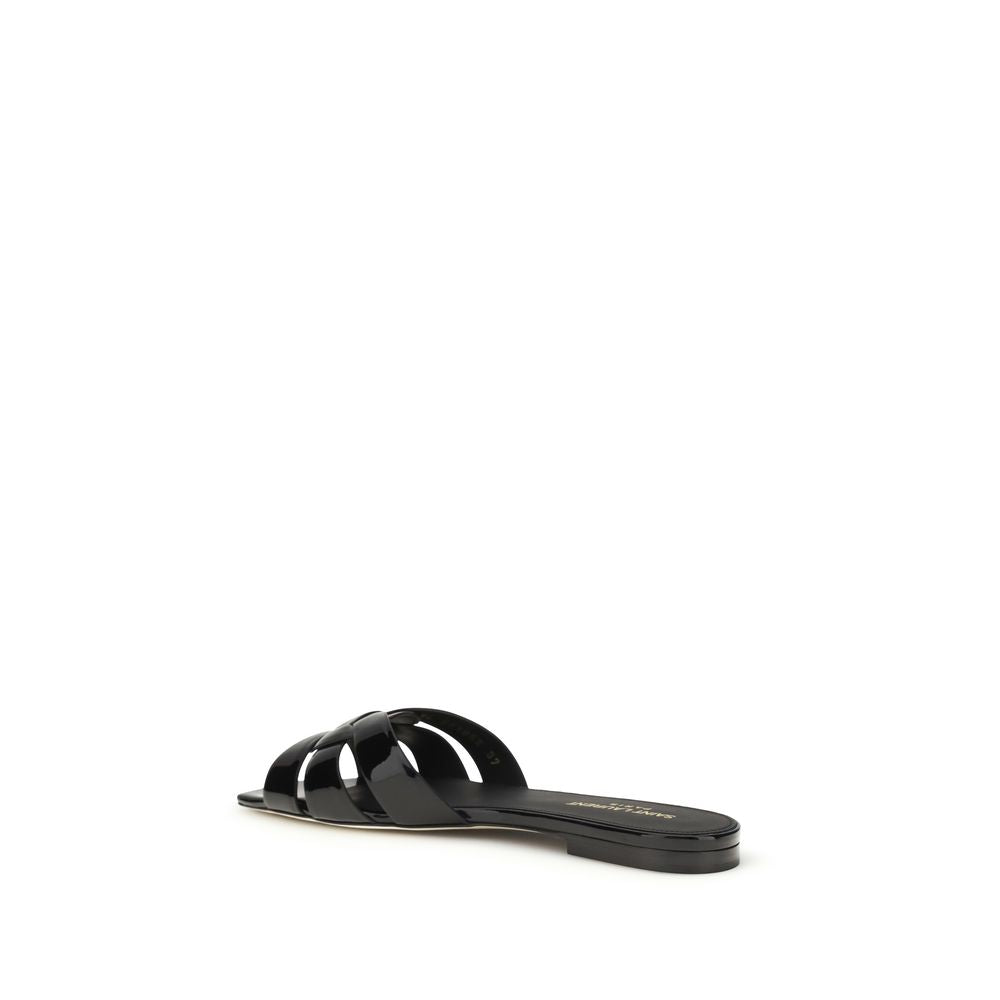 Saint Laurent Schwarze Bos Taurus Kalbsleder-Sandalen