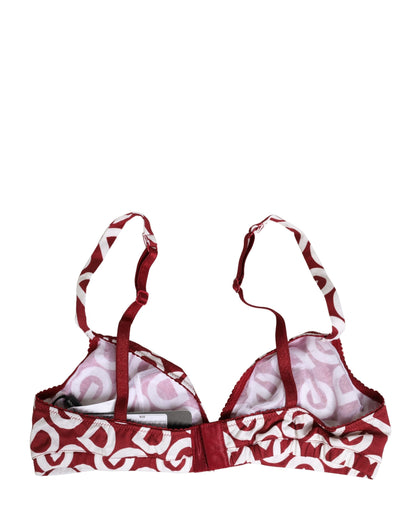 Dolce & Gabbana Roter BH mit Logo-Monogramm aus Baumwolle, Soft Cup